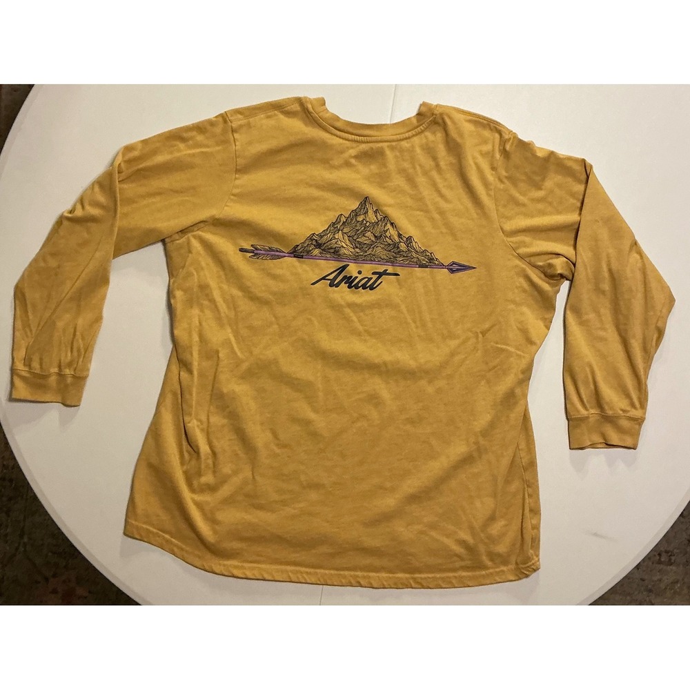 Ariat Rebar Long Sleeve Pocket T Shirt Mustard Yellow Mountain Mens 2XL